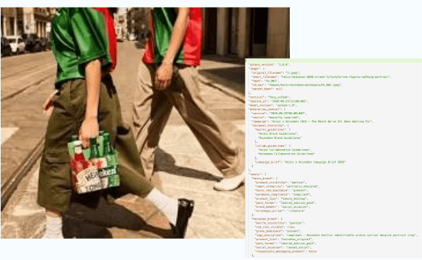 The same photo paired with its PoolDeck JSON context record